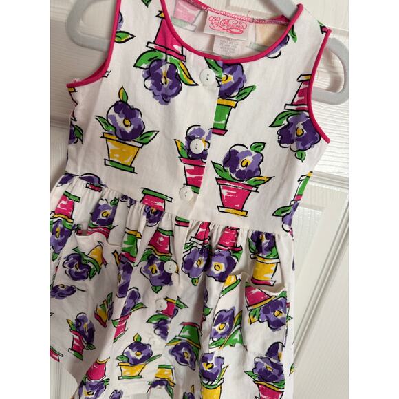 Vintage Ceil Ainsworth NY Flower Pot Cotton Dress Size 3T - Picture 3 of 5
